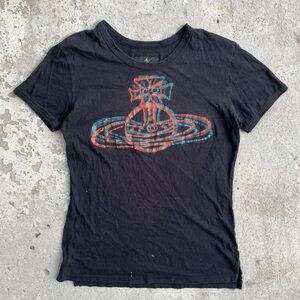 Vivienne Westwood Black Tee with Red and Blue Graphic